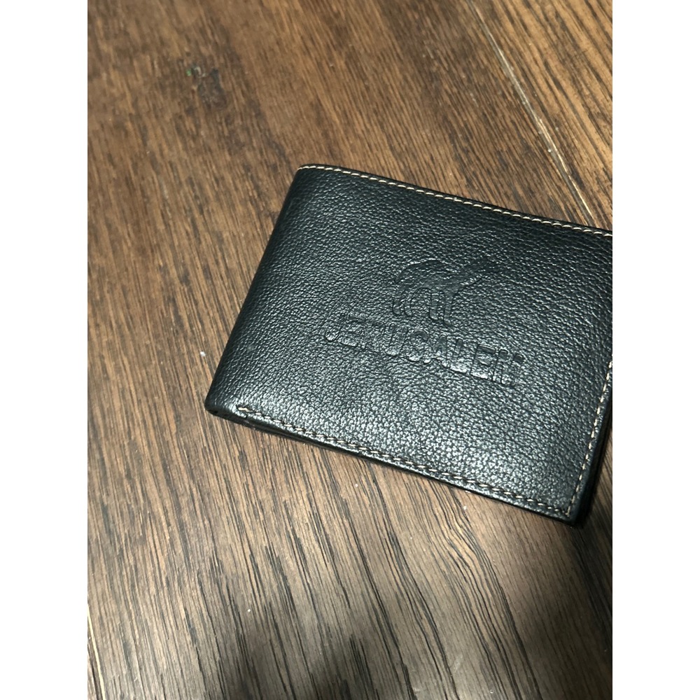 Jerusalem Sandals Mens Black Pebbled Leather Bifold Wallet with Coin Pocket